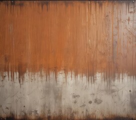 Obraz premium Weathered metal sheet overlay; rusty, scratched, chipped, peeling paint, horizontal lines, vintage industrial, digital paper, grunge, aged