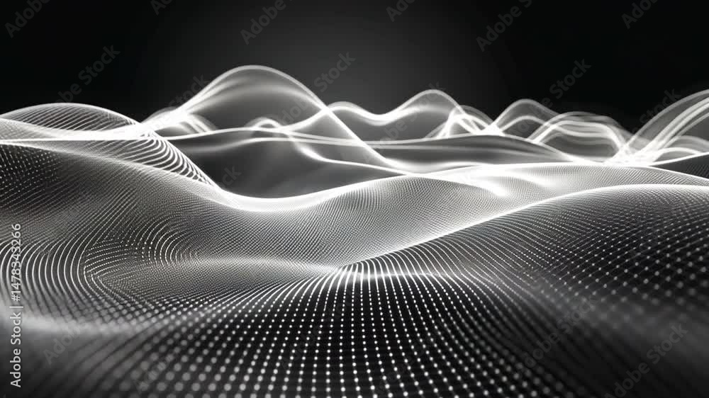 Poster mesmerizing abstract waves exploring light and depth in digital landscape of movement and pattern de
