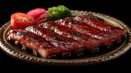 Glazed ribs with side dishes