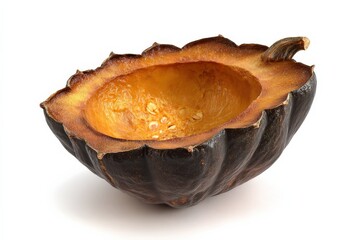 Roasted acorn squash, halved and ready to eat. Warm autumn colors and textures.