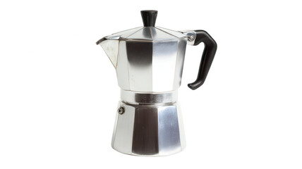 Silver Moka Pot Espresso Maker on White Transparent Background