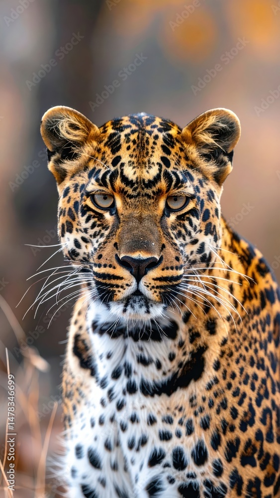 Poster majestic leopard portrait with striking fur patterns and intense gaze captured in high resolution id