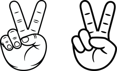 Obraz premium Peace Sign Hand Gesture Icon Illustration
