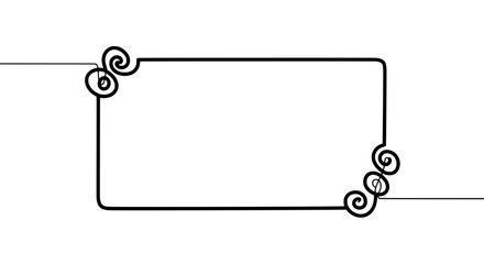 Ornate Frame Design: A simple yet elegant, black outlined frame adorned with stylized swirl ornaments, perfect for adding a touch of sophistication to your creative projects.