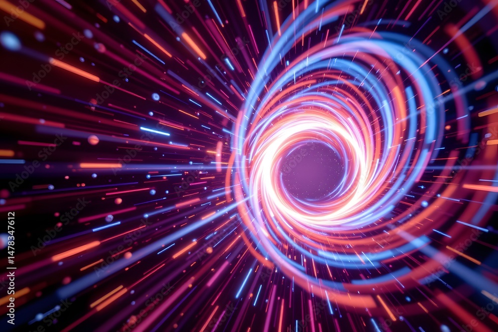 Poster cosmic vortex: dive into the mesmerizing core of a dynamic, colorful vortex, a vivid display of cosm