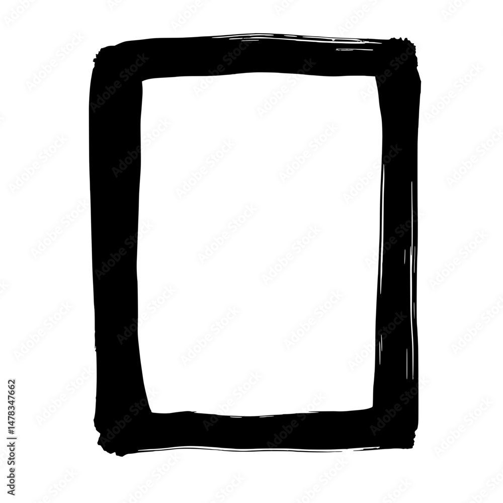 Poster square frame: a bold, hand-painted square frame with a rough, textured edge, creating a modern and m