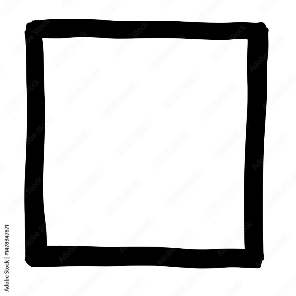 Poster geometric abstraction: a minimalist graphic representation of a bold, hand-drawn square, starkly out