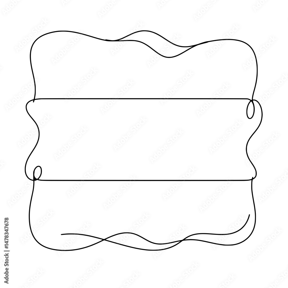 Poster abstract frame with lines: a minimalist graphic featuring a flowing line art frame with horizontal b