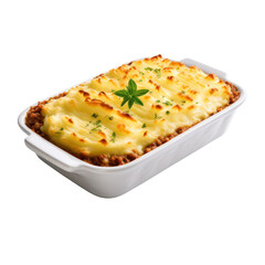 Cottage Pie with Golden Crust Isolated on Transparent Background

