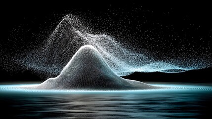 Abstract digital mountain reflected