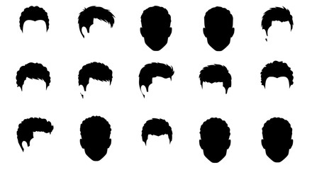 Collection of Male Hairstyle Silhouettes 