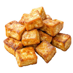 Fried Tofu Food Style Isolated on Transparent Background

