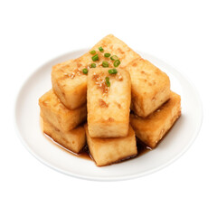 Fried Tofu Food Style Isolated on Transparent Background

