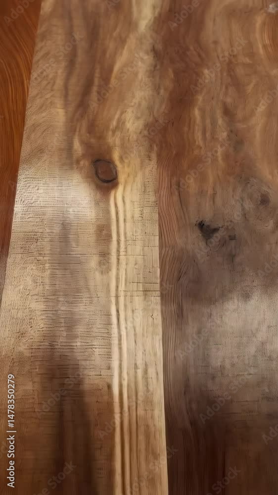 Poster close up of wood grain on a table, showing the knots and patterns in the light and dark textured sur