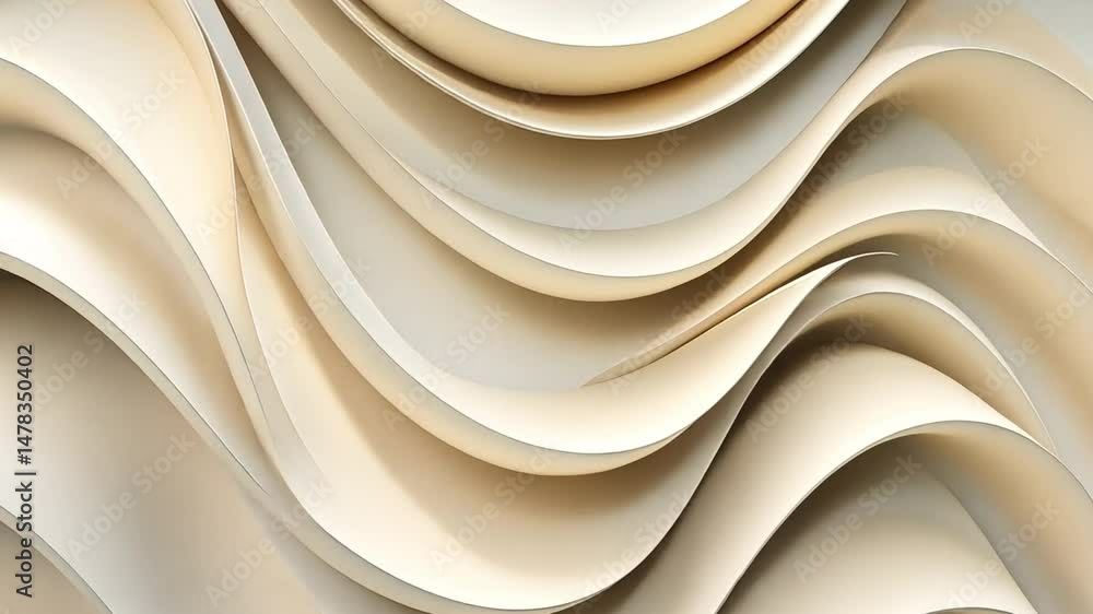 Poster elegant abstract design layered waves in soft beige texture, showcasing movement and depth for seren