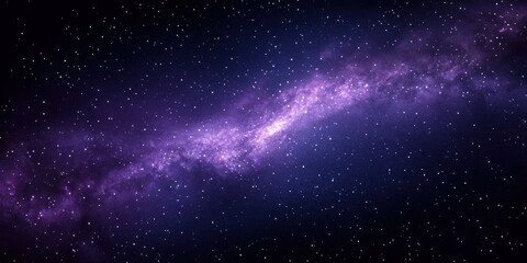 Obraz premium Expansive view of a purple and blue galaxy with numerous stars scattered across the dark night sky, evoking a sense of cosmic wonder and infinity