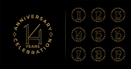 Premium anniversary logo collections. Age celebration symbol with luxury and golden concept