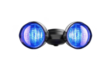 Focus On Dual Spotlights With Illuminated Blue Light and Geometric Theme