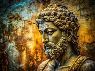 Ancient Stone Sculpture Line Art Texture Poster Design - Abstract Minimalist Background