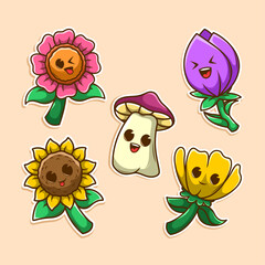Kawai flower plant collection set