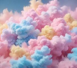 Fototapeta premium Abstract fuzzy gradient, pink blue yellow hues, soft cotton candy texture, design, airy, pastel