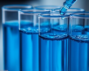 Blue liquid in test tubes