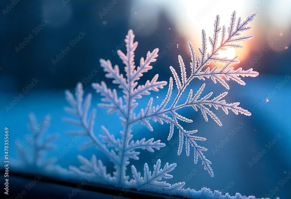 Poster generative ai frosty fern on a window pane: a winter's impression