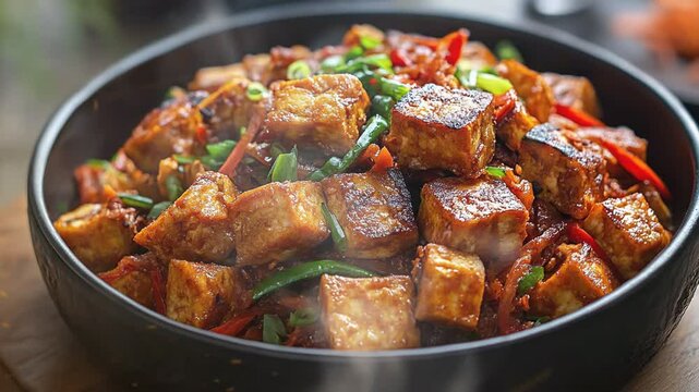 Tahu gorenge with smoke around