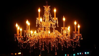 Ornate chandelier at night