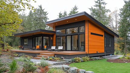 Innovative modular home design with fiber cement siding, demonstrating durability in diverse climates. 