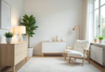 Generative AI Serene interior with minimalist furniture and natural light