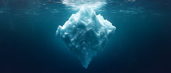 Iceberg submerged in deep ocean