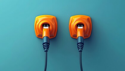 Two orange wall plugs with black cords