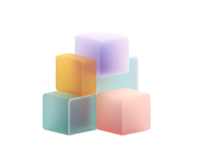 Obraz premium Translucent Pastel 3D Cubes Stack with Transparent Background