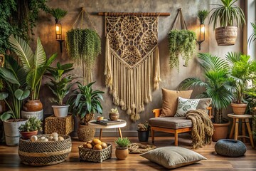 Obraz premium Boho Interior Design: Nature-Inspired Animal Print Textiles & Decor