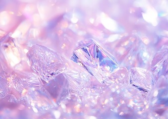 Closeup View Of  Crystals With Light Purple And Pink Iridescent Effect