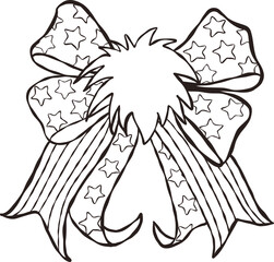 Coquette Groovy America flag, Hand Drawn Patriotic Ribbons Clipart Outline 