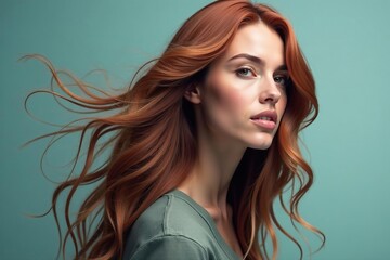 Fototapeta premium Stunning cascade of long, healthy hair, flowing freely , straight hair, natural beauty, luscious hair