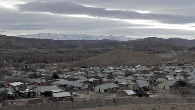 Patagonian Town of Chos Malal, With Snowy Andes Peaks in the Distance, Neuquen, Argentina