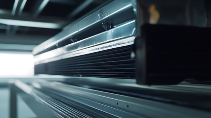 Obraz premium Close-Up of Industrial Equipment with Reflective Surface