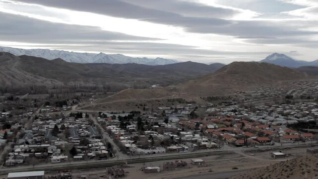 Mountain Village of Chos Malal From an Elevated Perspective, Neuquen, Argentina