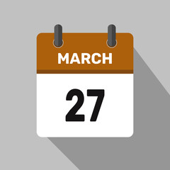 march 27 calendar icon vector month date number illustration design