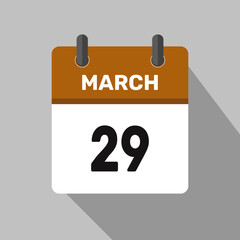 march 29 calendar icon vector month date number illustration design