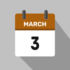 march 3 calendar icon vector month date number illustration design