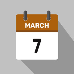 march 7 calendar icon vector month date number illustration design