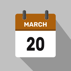 march 20 calendar icon vector month date number illustration design