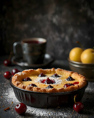 Puffed Cherry Custard Tart