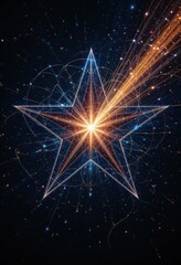 Fototapeta premium Glowing Star in Dark Space Abstract Art