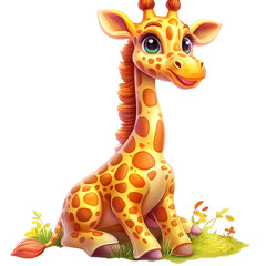 Fototapeta premium Giraffe With Long Neck And Friendly Expression Isolated On White Or Transparent Png