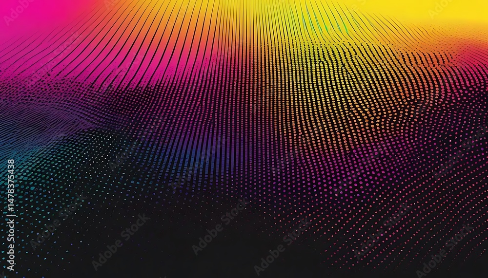 Poster abstract gradient background displays flowing lines and vibrant colors in a digital art style.
